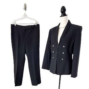 Tahari ASL Women’s Long Sleeve Military Style Charcoal Pinstripe Pantsuit Sz 14
